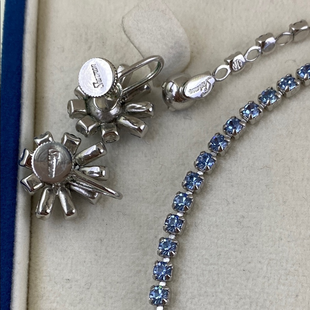 💛 Elegant Vintage Sherman Baby Blue Crystal Jewelry Set - Picture 6 of 10